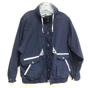Outbrook Women's Bamber Jacket Sz L Long Sleeve Nautical Snap Button Blue White
